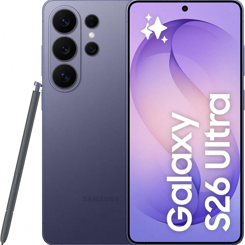 Samsung Galaxy S26 Ultra AI Phone, Privacy Display, Snapdragon AP, 200MP Camera, 12 GB Memory, 512 GB Storage, 5000 mAh Battery, Galaxy AI, Cobalt Violet, 3 Year Extended Warranty (UK Version)