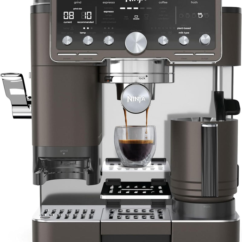 Ninja Luxe Pro 3-in-1 Coffee Machine, Latte, Cappuccino, Cold Brew & Espresso Maker With Built in Bean Grinder & Milk Frother, Easy to Use, 5 Automated Froth Presets, Bronze, ES701UKBR