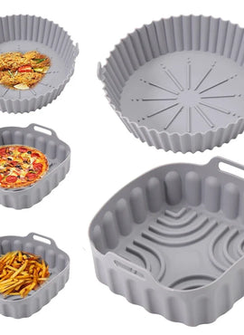 Air Fryer Silicone Basket Tray 20/23cm Round Square 4/5/6/8 Liters XXL Shape Airfryer Case Protector Pan Mold Liner