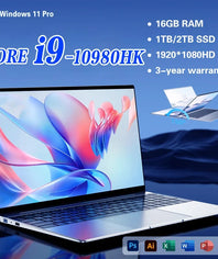 2026 New 14.1' Ultra Slim Laptop 16GB RAM 1/2TB SSD Windows 11 Pro Core I9-10980HK Notebook HD Games Office Study Computer