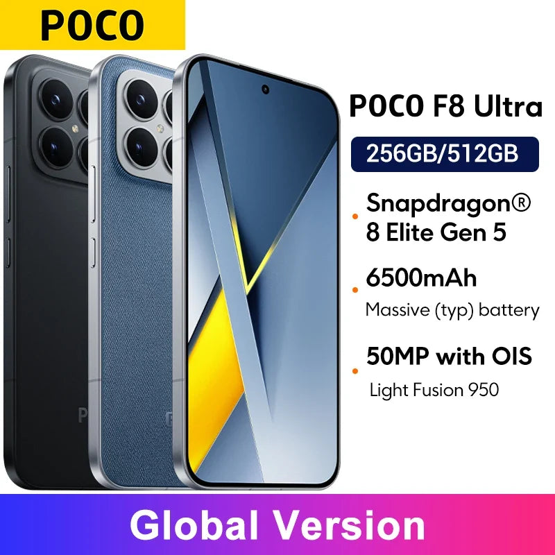 Global Version POCO F8 Ultra Snapdragon 8 Elite Gen 5 Smartphone 50MP camera 6.9