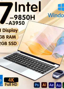 NEW Arrival Intel I7-9850H Slim Office Laptop 14.1 Inch Windows 11 Pro 12GB RAM 512GB 1TB SSD 1920*1080 Office Study Computer PC