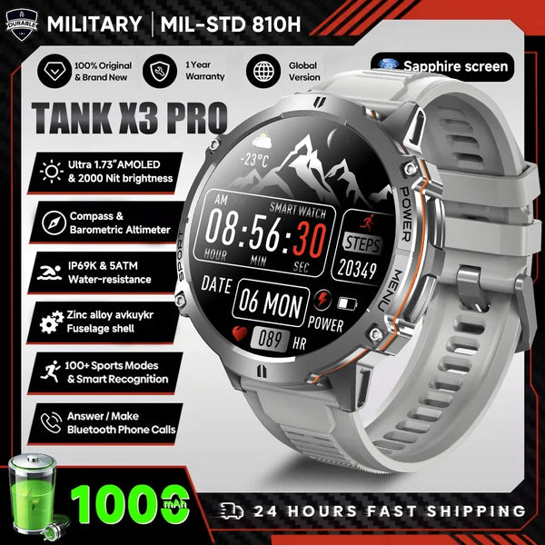 Military TANK X3 1000mAh Battery Smart Watch