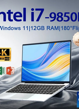 NEW 14.1 inch Portable Laptop 12GB 2TB Intel Core i7 9850H Windows 11 Gaming Computer PC Gamer office Notebook 1920*1080 HD 4K